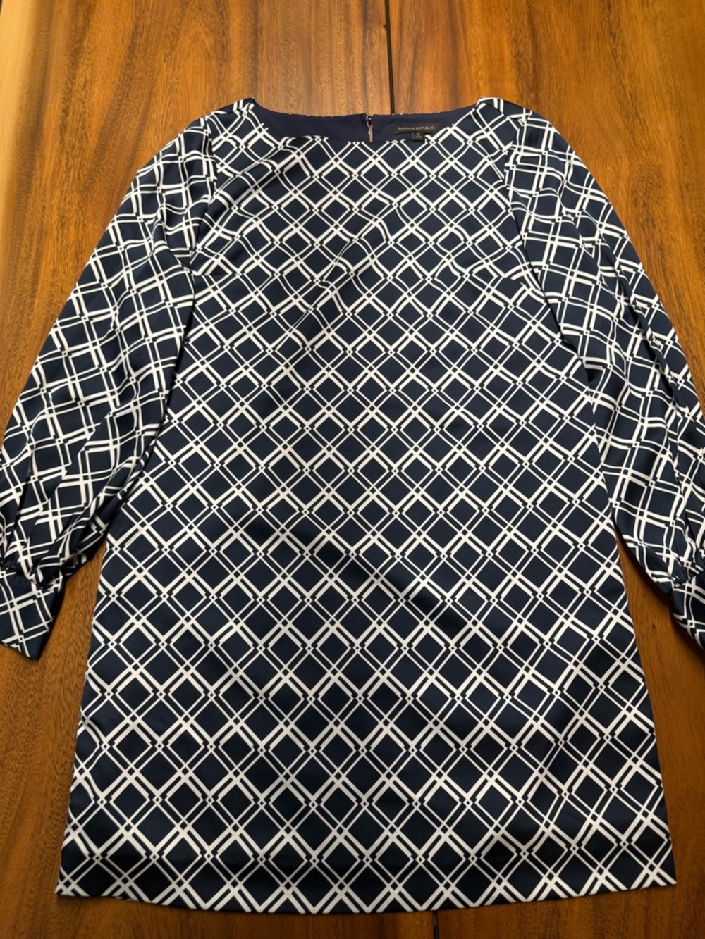 Banana Republic Navy and White Lattice Tunic Top